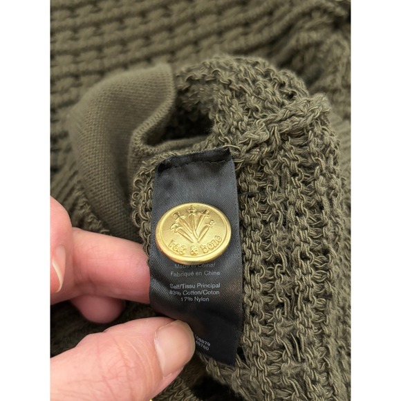 Rag & Bone Marlee Cardigan Olive Green Knit Gold Button Sweater Size Medium - Picture 6 of 7